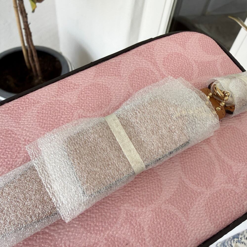 NWT Coach Cosmetic Case In Signature Canvas Gold/Powder Pink CEA56 - Picture 7 of 12